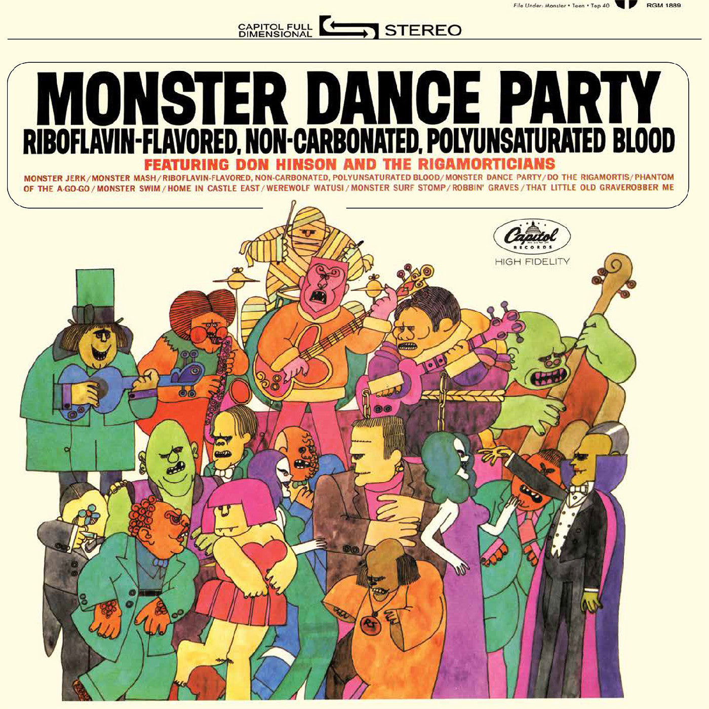 Don Hinson and The Rigamorticians "Monster Dance Party" LP (Orange & Black Pumpkin Splatter Vinyl)